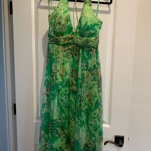 Sue Wong Vibrant Green Silk Dress